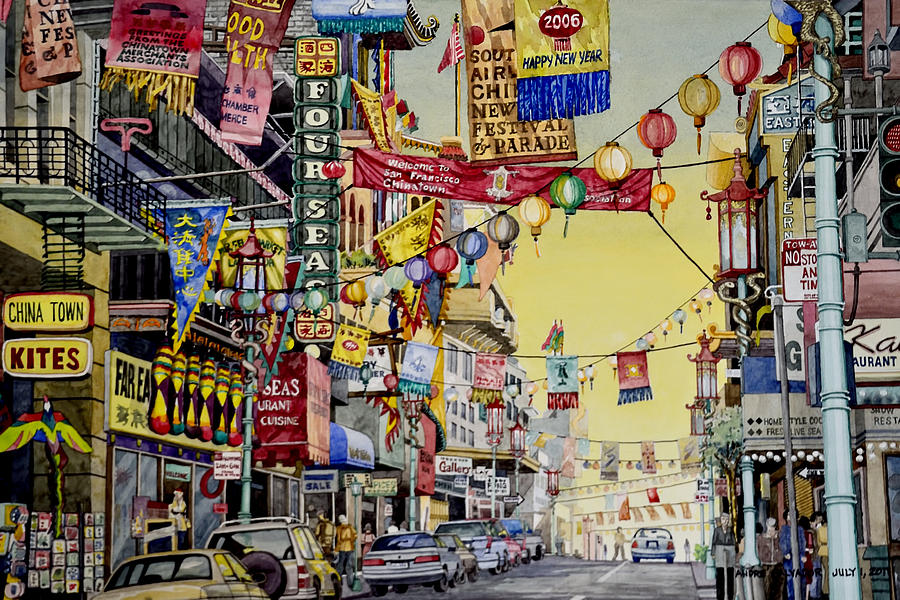 San Francisco Painting - San Francisco Chinatown by Andre Salvador