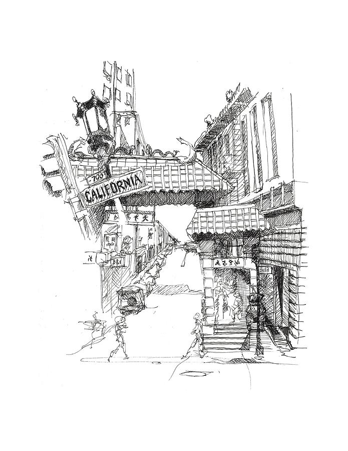 San Francisco Chinatown Drawing by Ronald Dykes Fine Art America