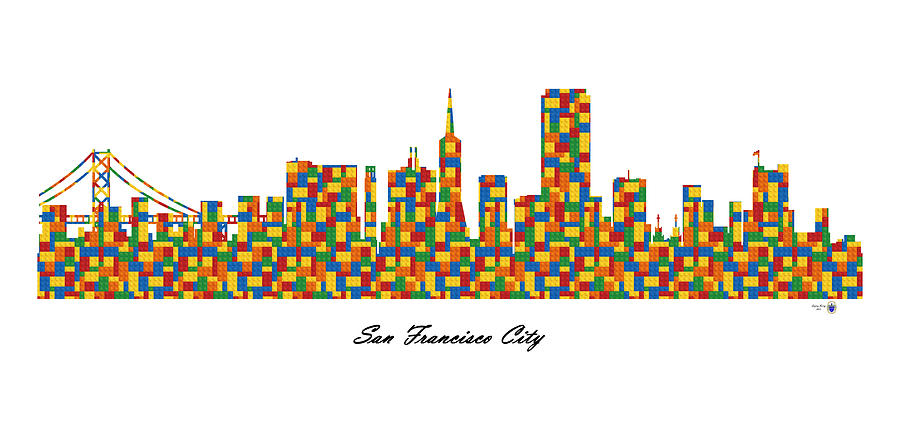 San Francisco City Building Blocks Skyline Digital Art by Gregory Murray