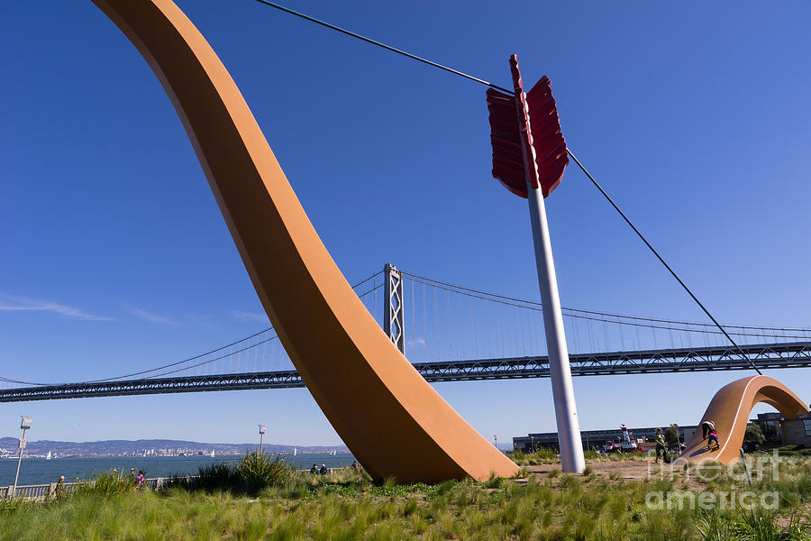 San Francisco Cupids Span Sculpture At Rincon Park On The Embarcadero DSC1813 Photograph by Wingsdomain Art and Photography