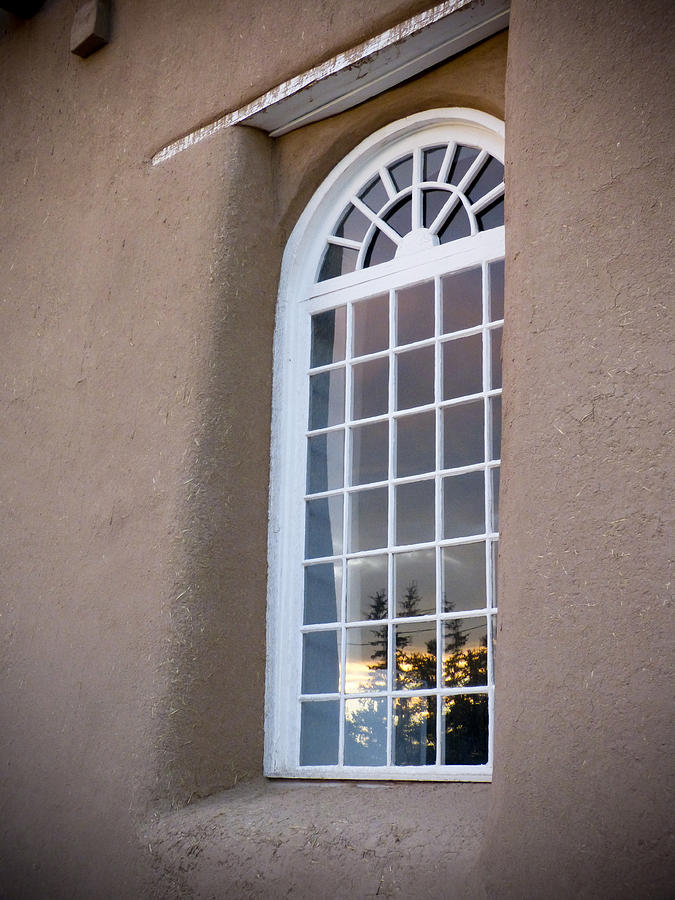 San Francisco De Asis Mission Church Window Reflecting Setting Sun Photograph