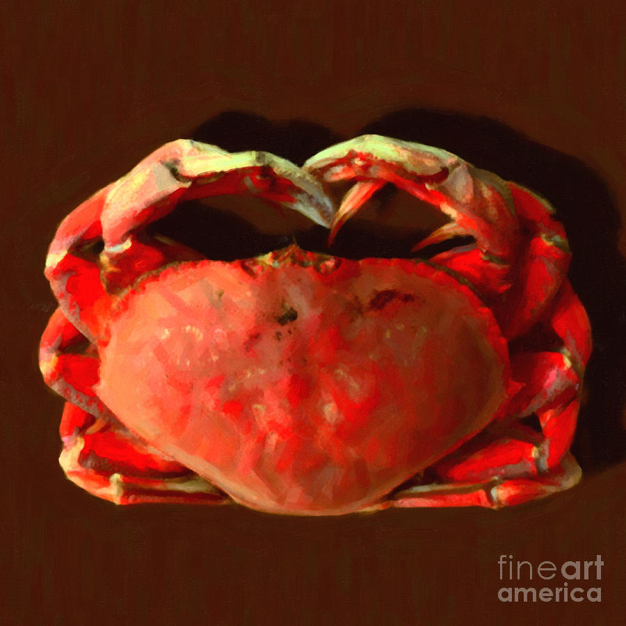 San Francisco Dungeness Crab - Painterly - Square Photograph by Wingsdomain Art and Photography