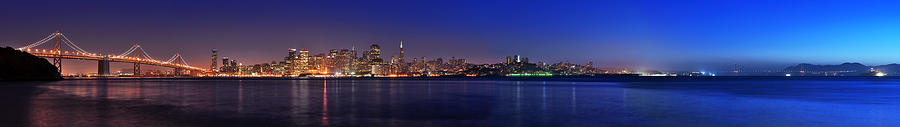 San Francisco Dusk Panorama Photograph by Jason Chu