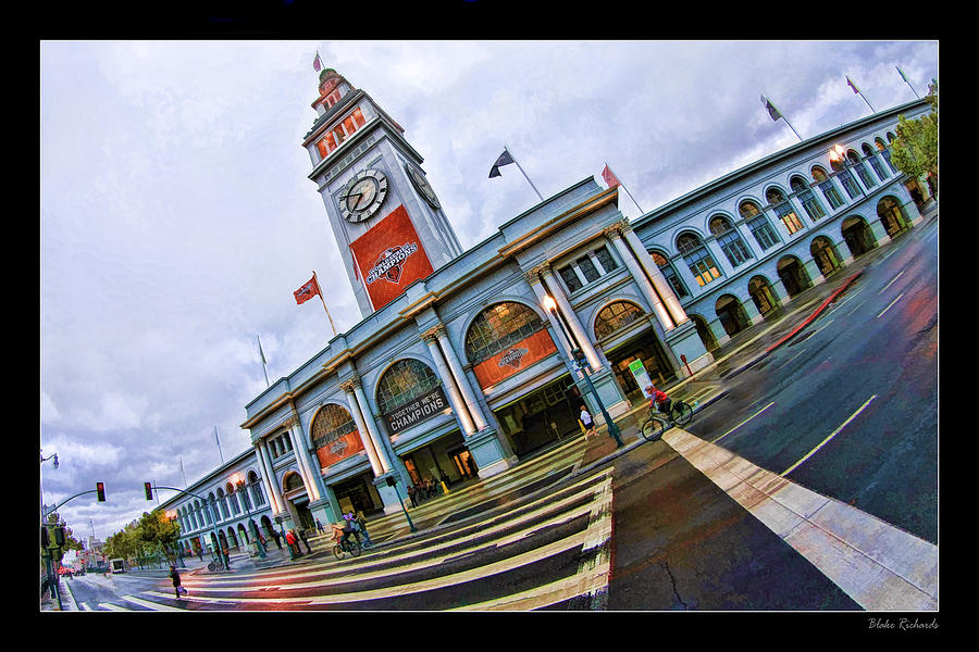 San Francisco Ferry Building Giants Decorations. Photograph by Blake Richards
