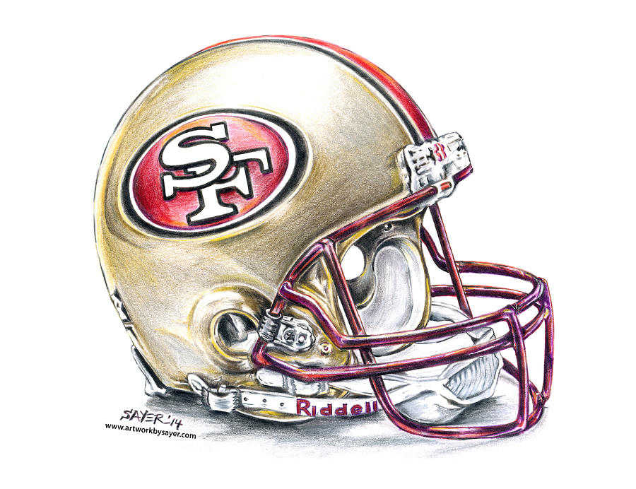 San Francisco 49ers Helmet Drawing by James Sayer