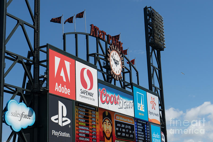 San Francisco Giants Baseball Scoreboard and Clock DSC1163 Photograph ...