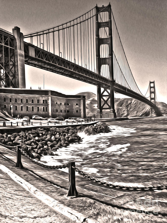 San Francisco Painting - San Francisco - Golden Gate Bridge - 10 by Gregory Dyer
