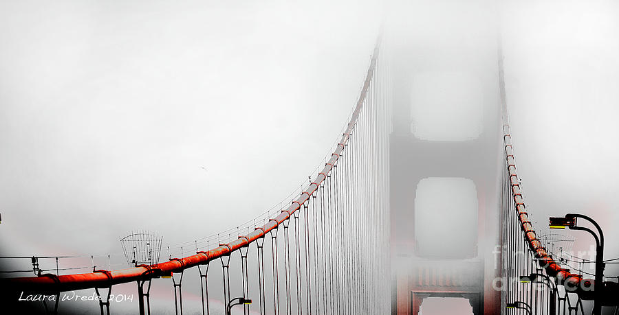 Bridge Photograph - San Francisco Golden Gate Bridge in the Fog by Artist and Photographer Laura Wrede
