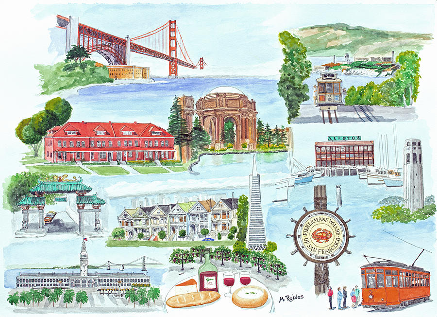San Francisco Highlights Montage Painting by Mike Robles