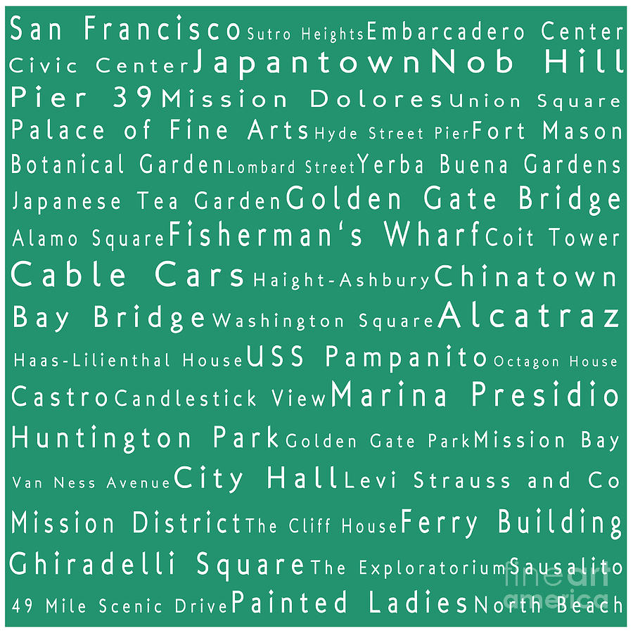 San Francisco In Words Algae Photograph