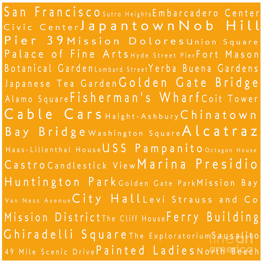 San Francisco in Words Orange Photograph by Sabine Jacobs