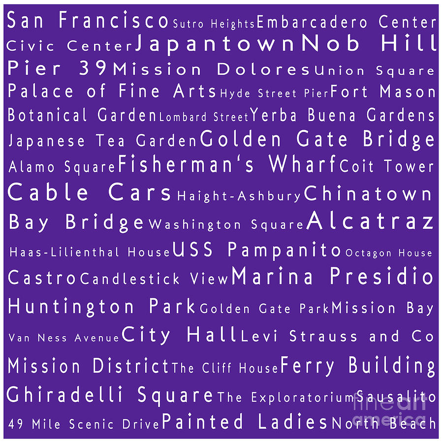 San Francisco in Words Purple Photograph by Sabine Jacobs