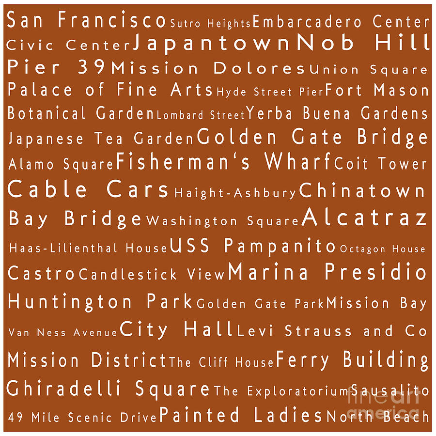 San Francisco In Words Toffee Photograph
