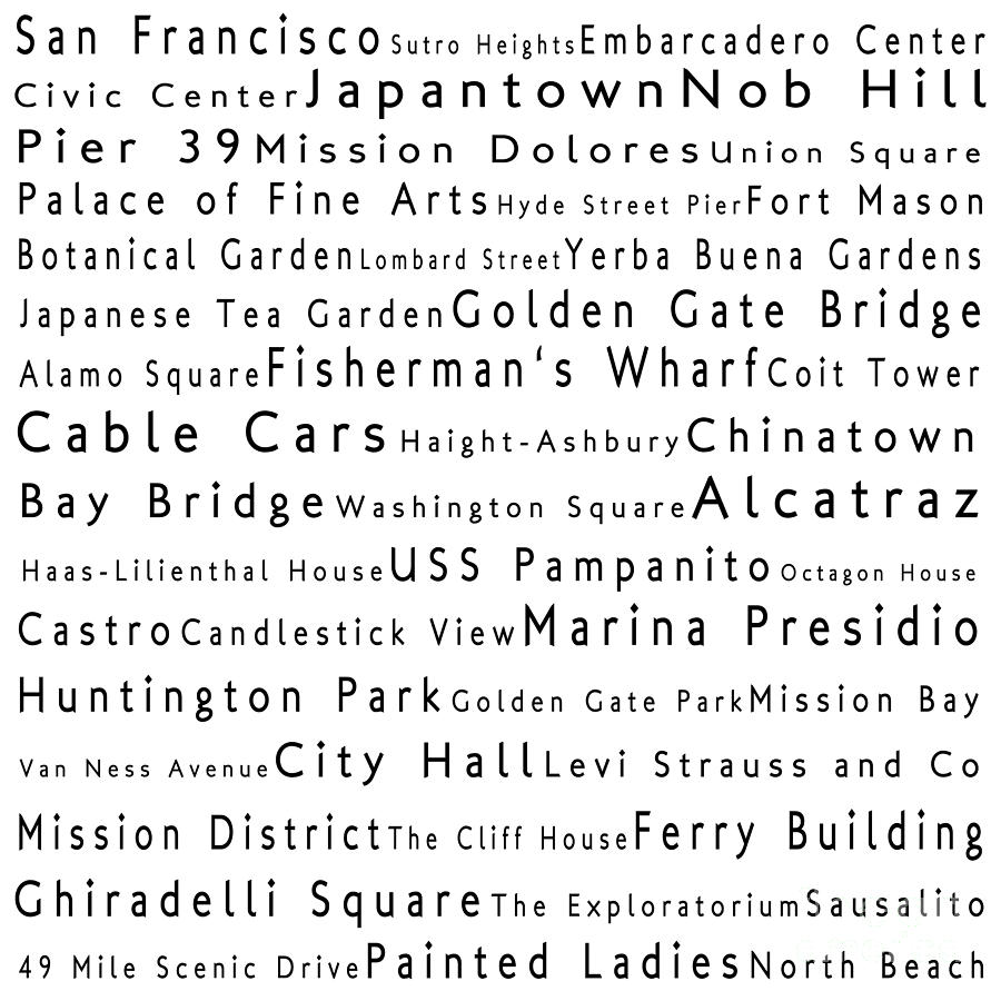 San Francisco in Words White Digital Art by Sabine Jacobs