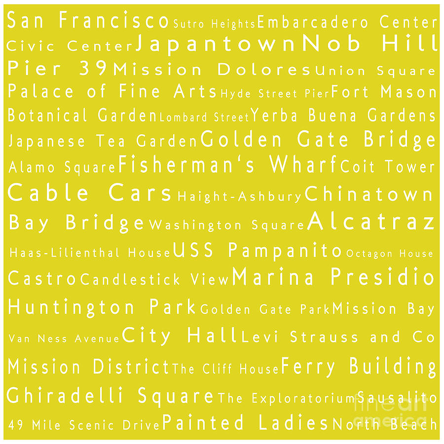 San Francisco in Words Yellow Photograph by Sabine Jacobs