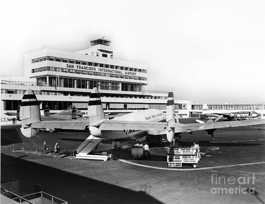 San Francisco Photograph - San Francisco International Airport Passenger Terminal circa 1957 by Monterey County Historical Society