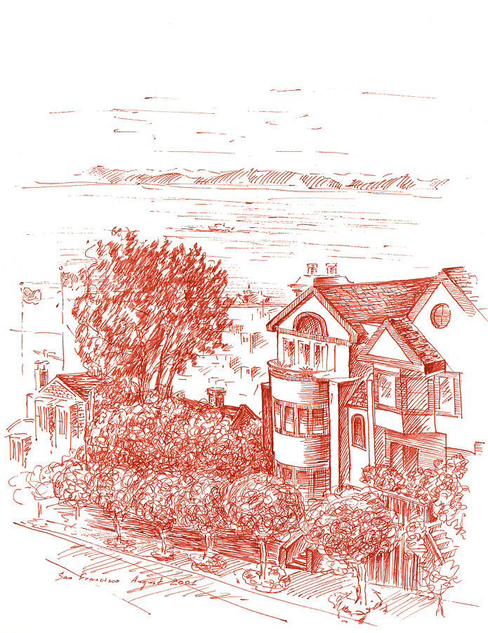 San Francisco Drawing - San Francisco Leavenworth Street Bay View by Irina Sztukowski