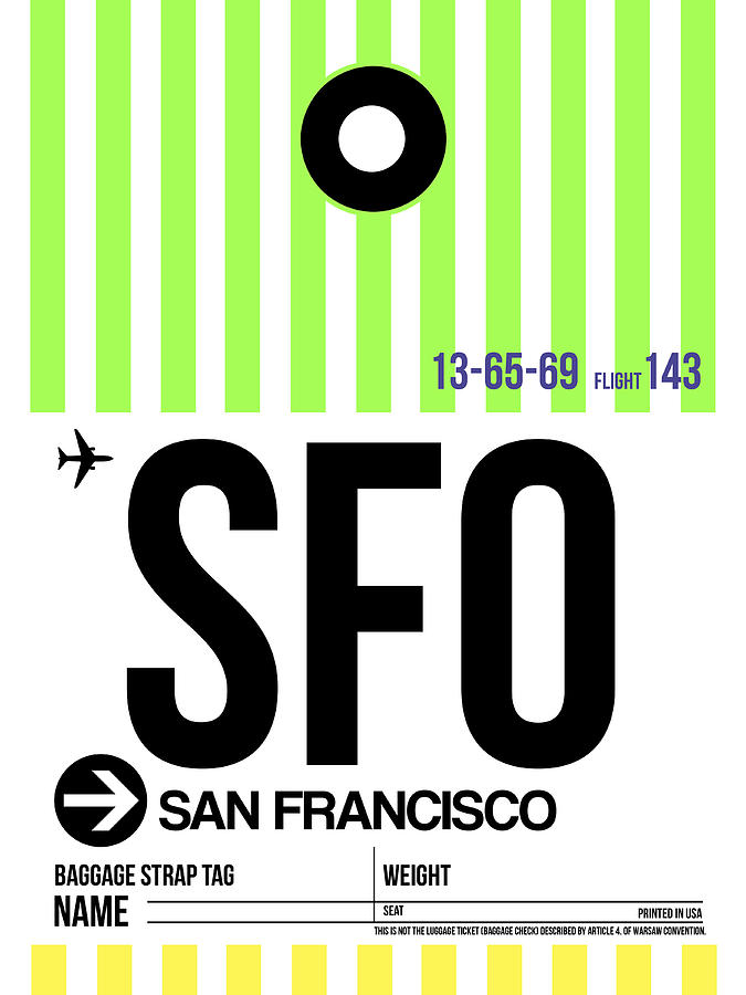 San Francisco Luggage Tag Poster 2 Digital Art by Naxart Studio