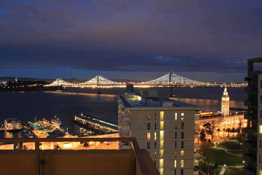 Night Cityscape Photograph - San Francisco Oakland Bay Bridge Light Show  by Ron McMath