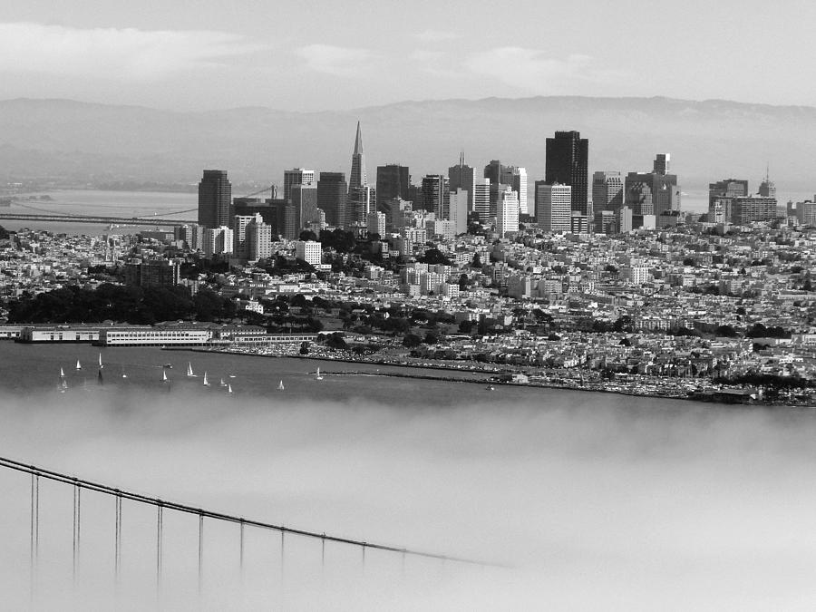 San Francisco Panorama Black White Photograph by Jeff Lowe