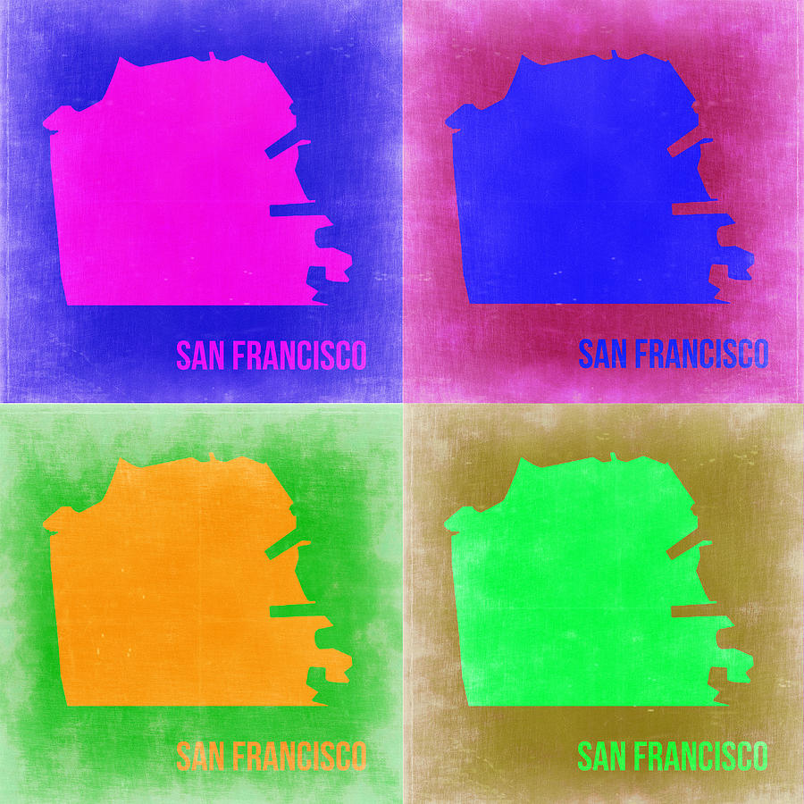 San Francisco Map Painting - San Francisco Pop Art Map 2 by Naxart Studio