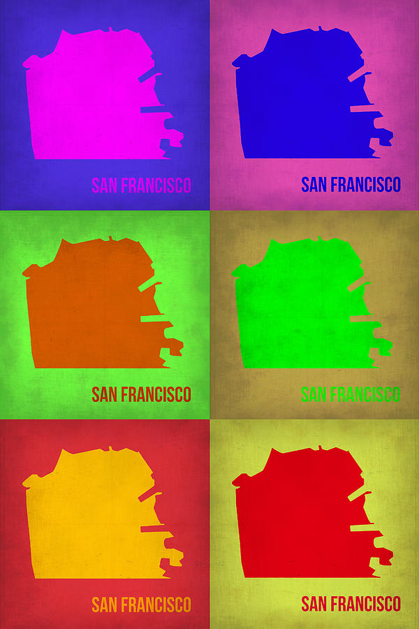 San Francisco Map Painting - San Francisco Pop Art Map 3 by Naxart Studio
