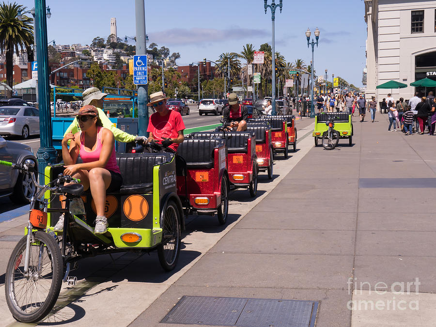 San Francisco Photograph - San Francisco Rickshaw Pedicab Brigade On The Embarcadero DSC1595 by Wingsdomain Art and Photography