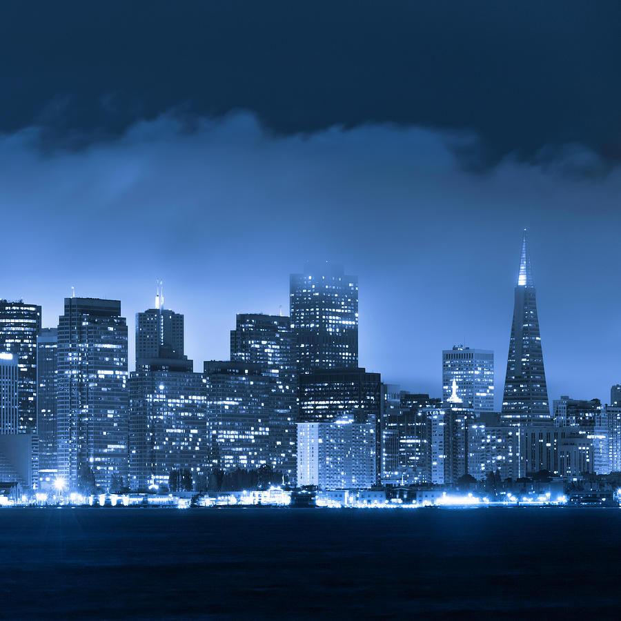 San Francisco Skyline And Bay At Night Photograph by Dszc