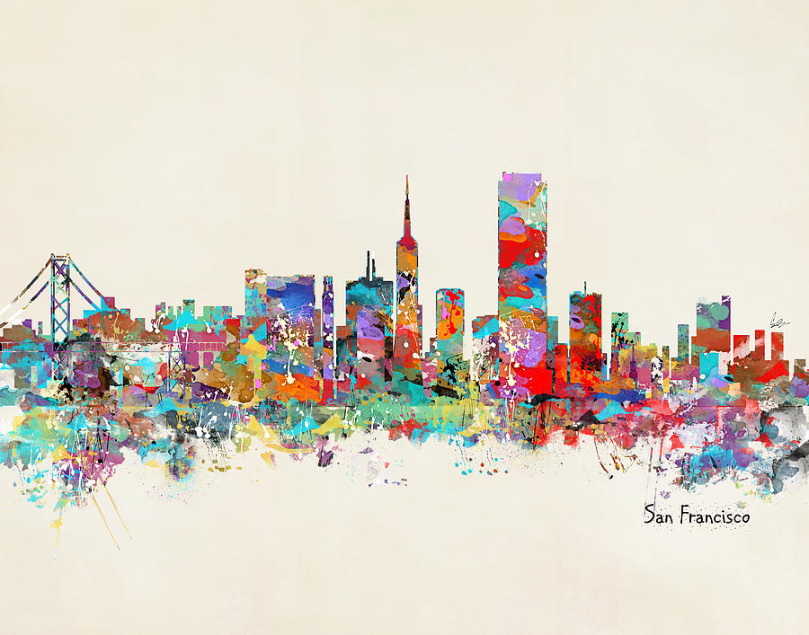 San Francisco Skyline Painting - San Francisco Skyline by Bri Buckley