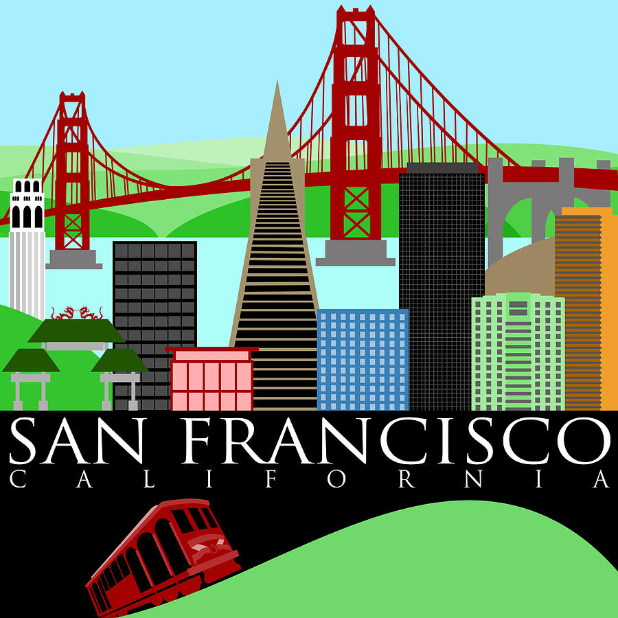 San Francisco Skyline with Golden Gate Bridge Photograph by David Gn