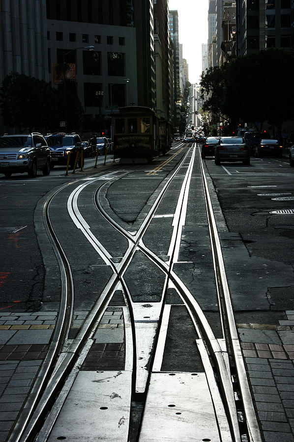 San Francisco Silver Cable Car Tracks Photograph