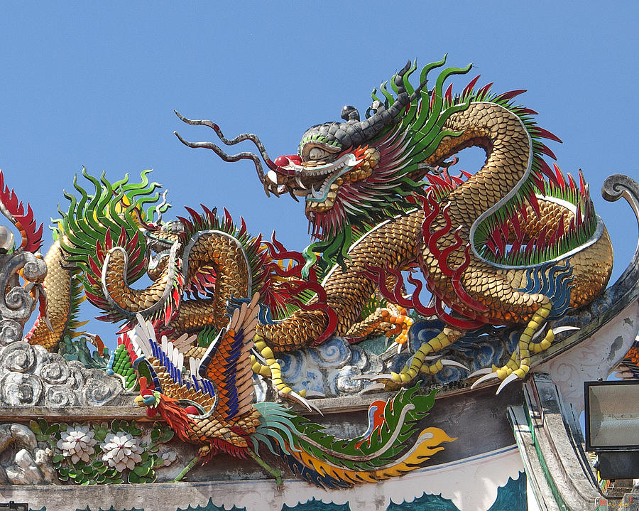 San Jao Kuan Tae Kun Roof Dragon and Phoenix DTHP201 Photograph by Gerry Gantt