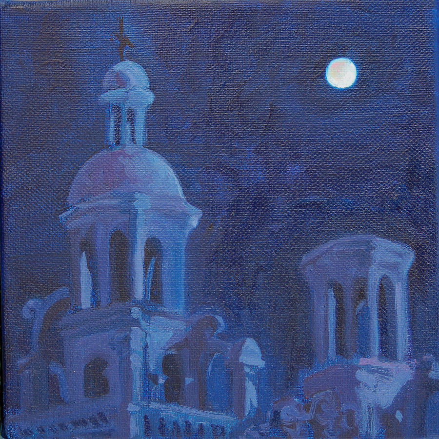 San Javier by moonlight Painting by Christine Lytwynczuk