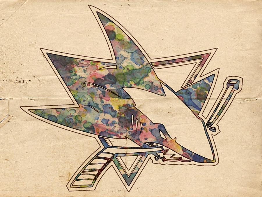 San Jose Sharks Hockey Poster Painting by Florian Rodarte