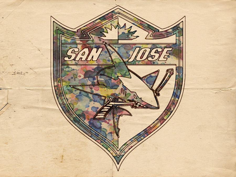 San Jose Sharks Retro Poster Painting by Florian Rodarte