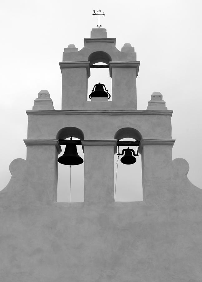 San Juan Bell Tower 2 BW Photograph by Mary Bedy