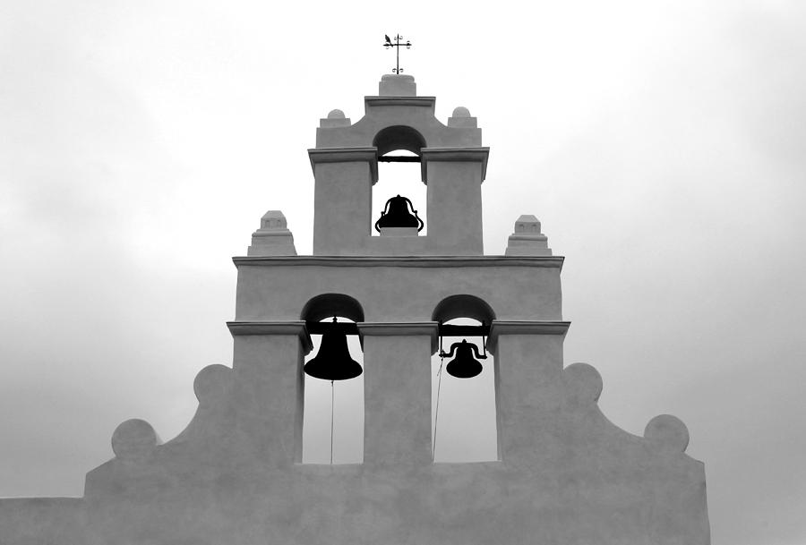 San Juan Bell Tower BW Photograph by Mary Bedy