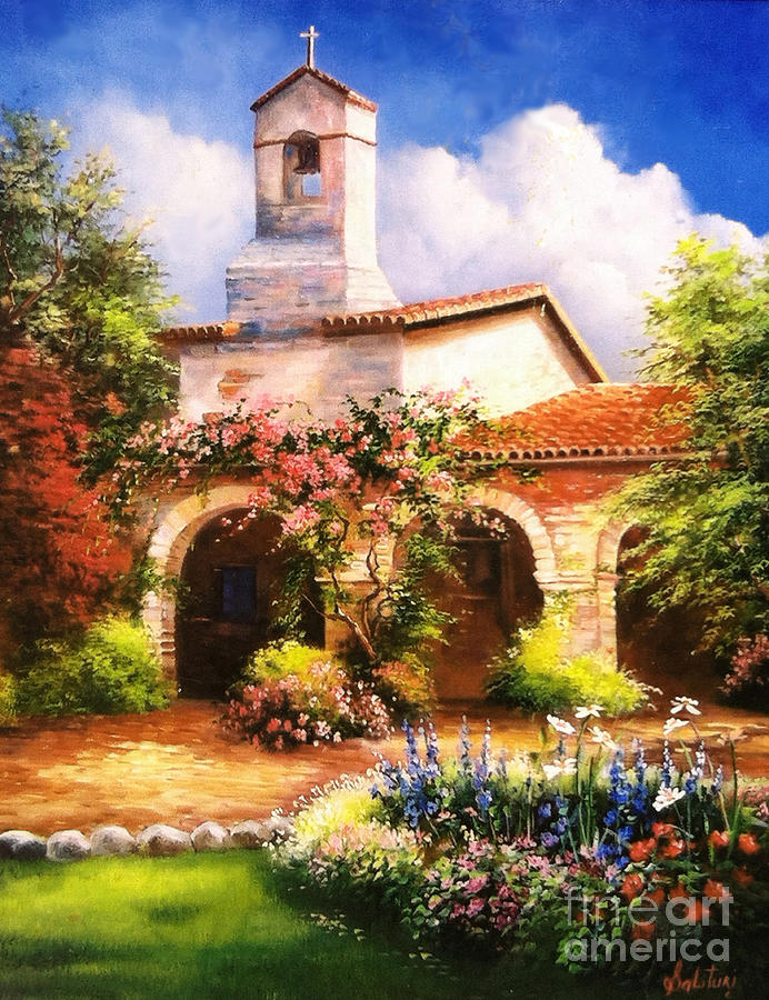 San Juan Capistrano Mission Cloudy Day Painting by Gail Salituri Fine