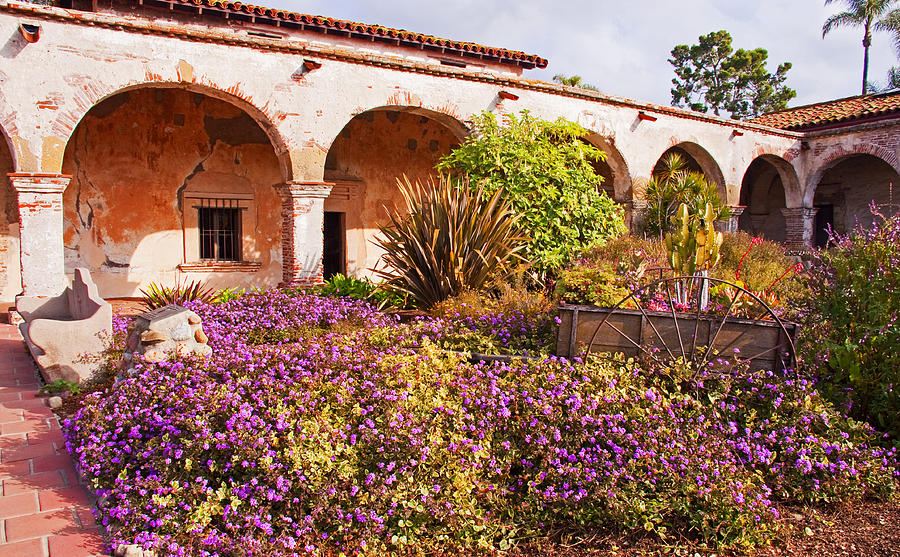 San Juan Capistrano Mission Flower Garden Photograph by A Macarthur Gurmankin