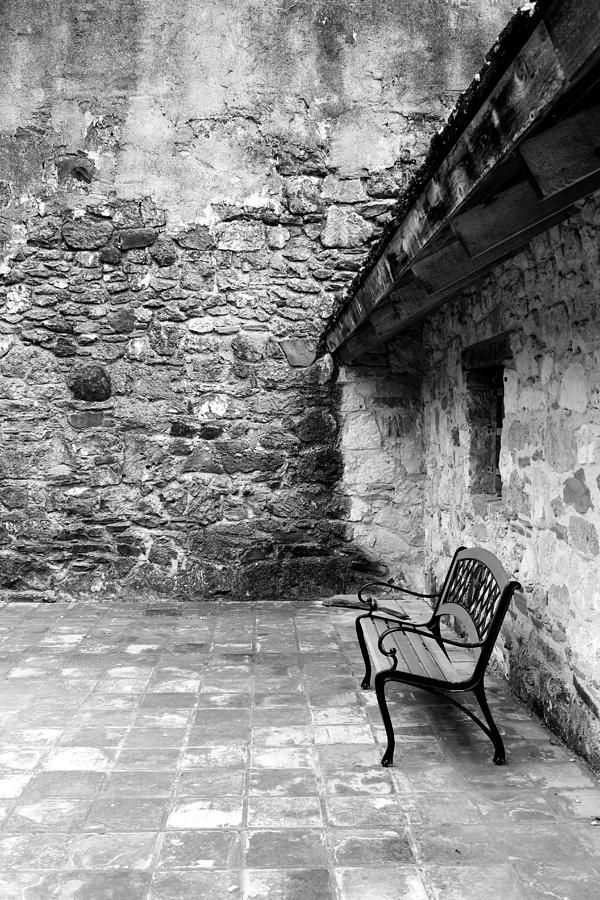 San Juan Courtyard BW Photograph by Mary Bedy