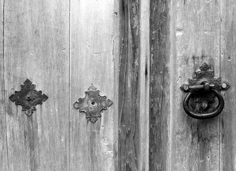 San Juan Door Detail 3 BW Photograph by Mary Bedy