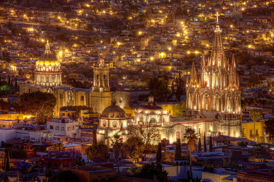 San Miguel de Allende at Night Photograph by Lindley Johnson