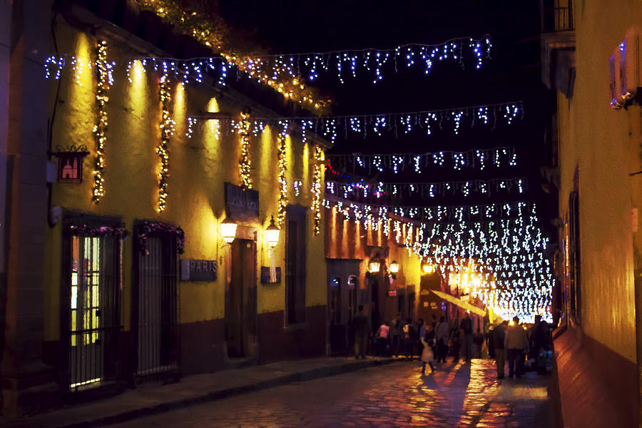 San Miguel streets at night Digital Art by Cathy Anderson