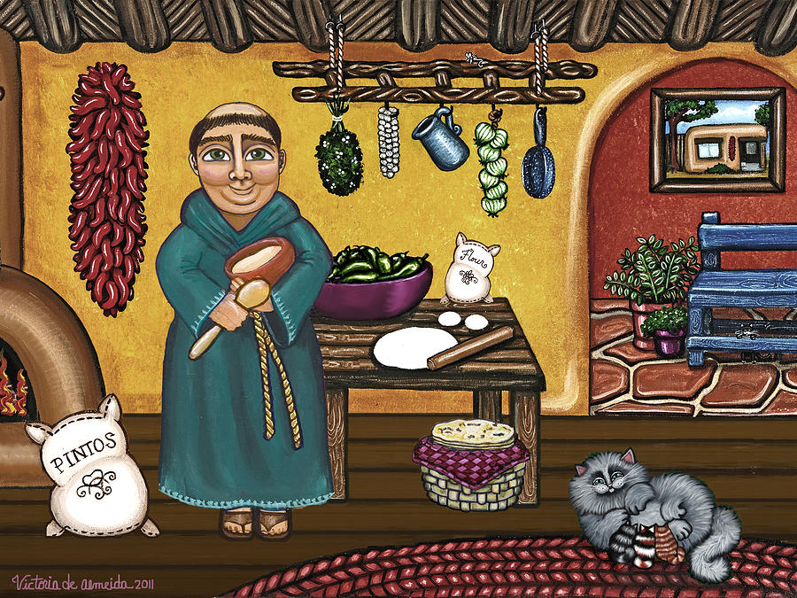 Santa Fe Painting - San Pascuals Kitchen by Victoria De Almeida