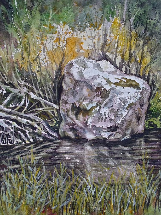San Poil River Rock Painting by Lynne Haines