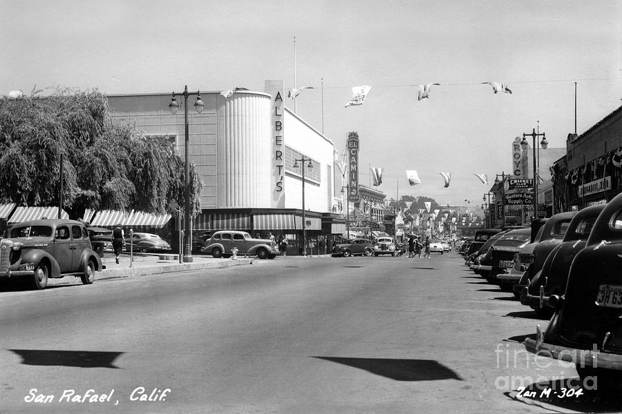 Black And White Photograph - 4th Street San Rafael California circa 1948 by Monterey County Historical Society