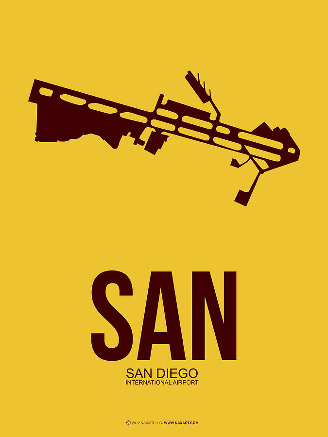 San Diego Digital Art - SAN San Diego Airport Poster 1 by Naxart Studio