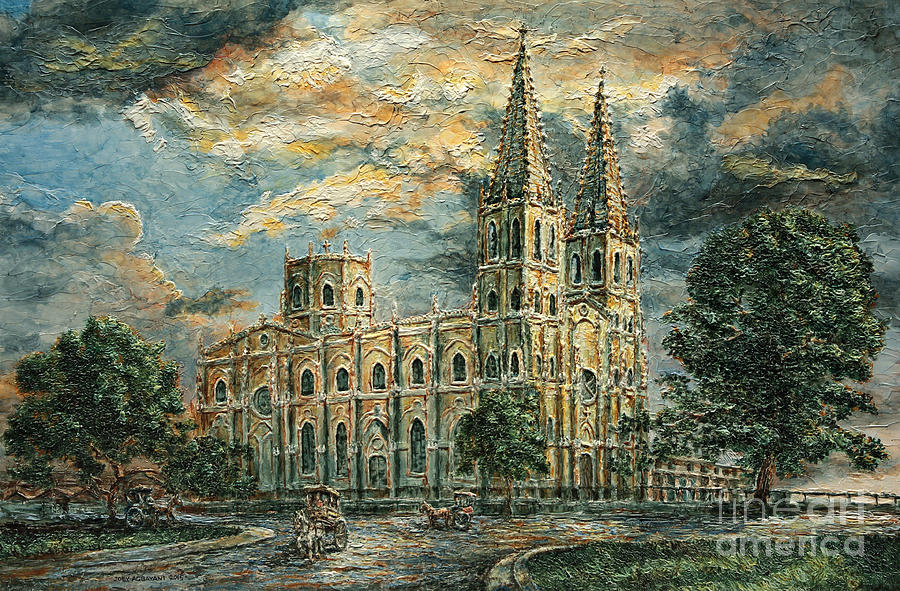 San Sebastian Church 1800s Painting by Joey Agbayani