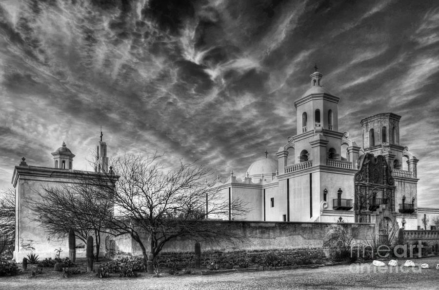 San Xavier del Bac Monochrome Photograph by Bob Christopher
