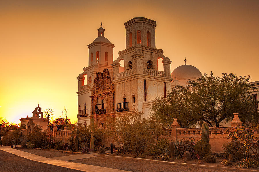 San Xavier del Bac Sunset Photograph by Diana Powell